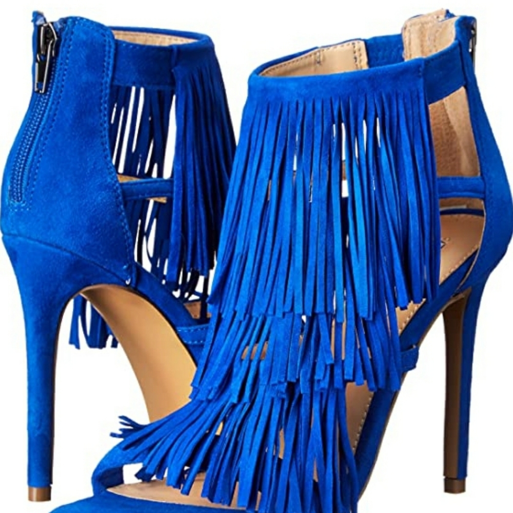 Steve Madden - Fringly Blue Suede Dress Sandals